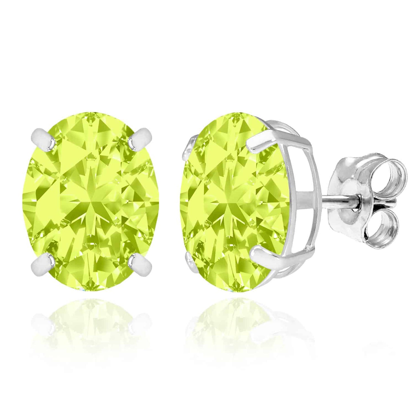 5CTW Birthstone Oval Simulated Gemstone Basket-Set 14K White Gold Stud Earrings