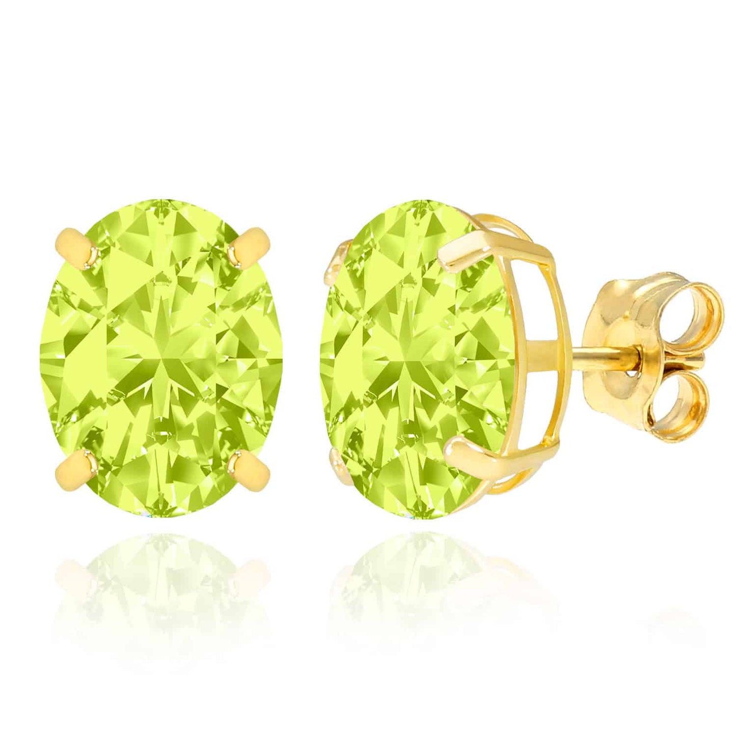 5CTW Birthstone Oval Simulated Gemstone Basket-Set 14K Gold Stud Earrings
