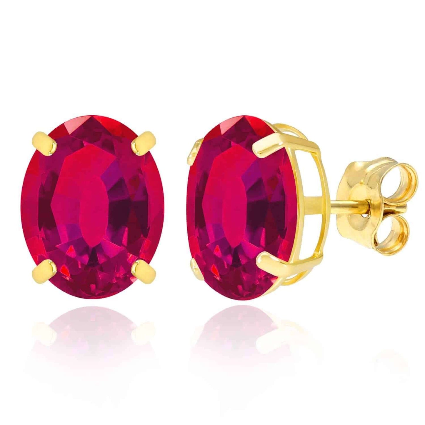 5CTW Birthstone Oval Simulated Gemstone Basket-Set 14K Gold Stud Earrings