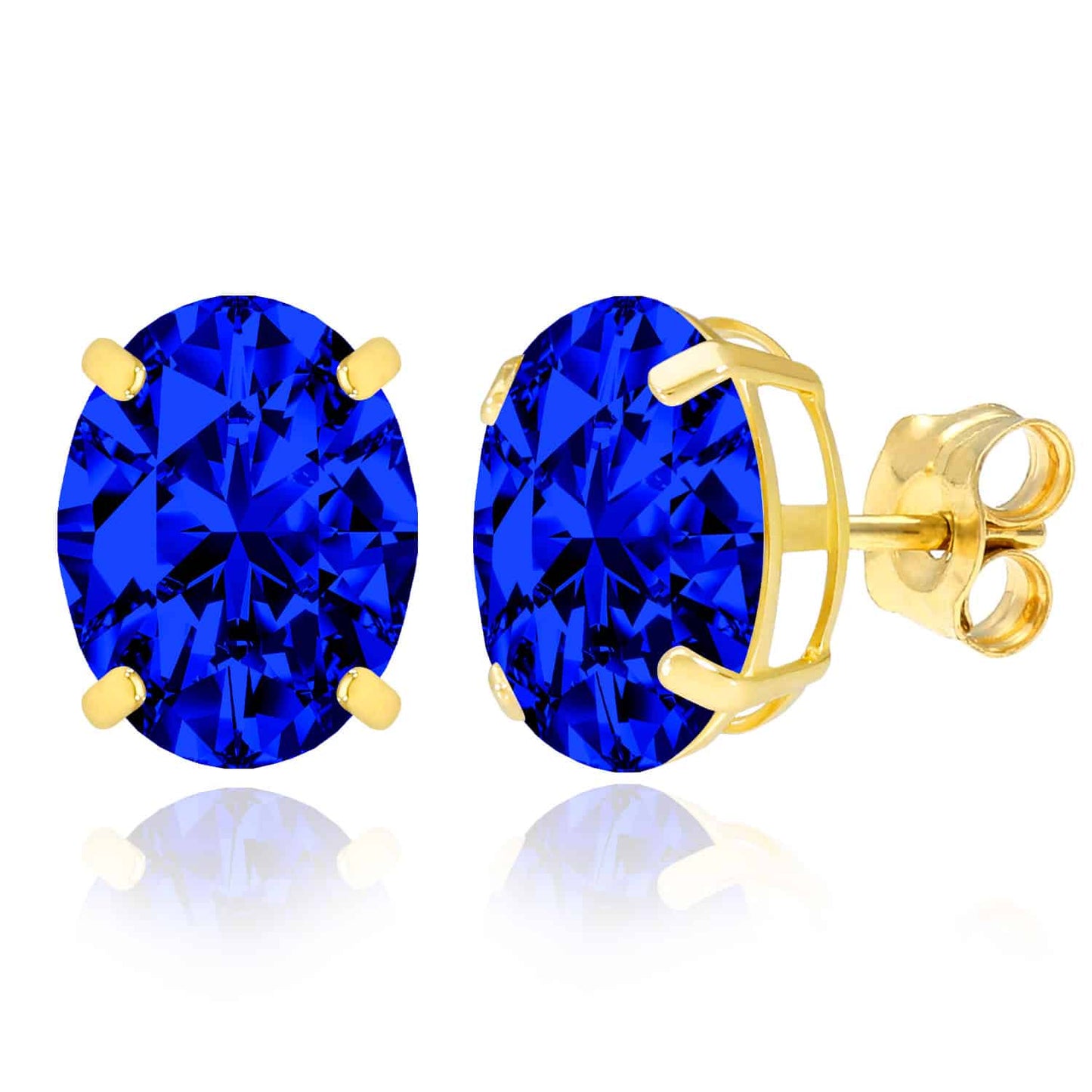 5CTW Birthstone Oval Simulated Gemstone Basket-Set 14K Gold Stud Earrings