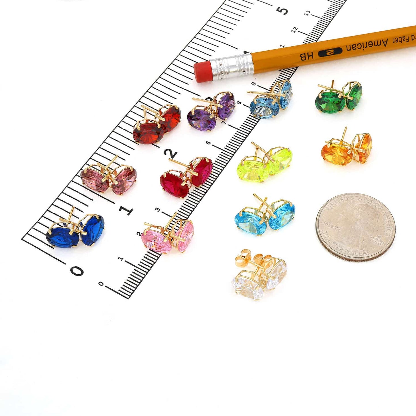 5CTW Birthstone Oval Simulated Gemstone Basket-Set 14K Gold Stud Earrings