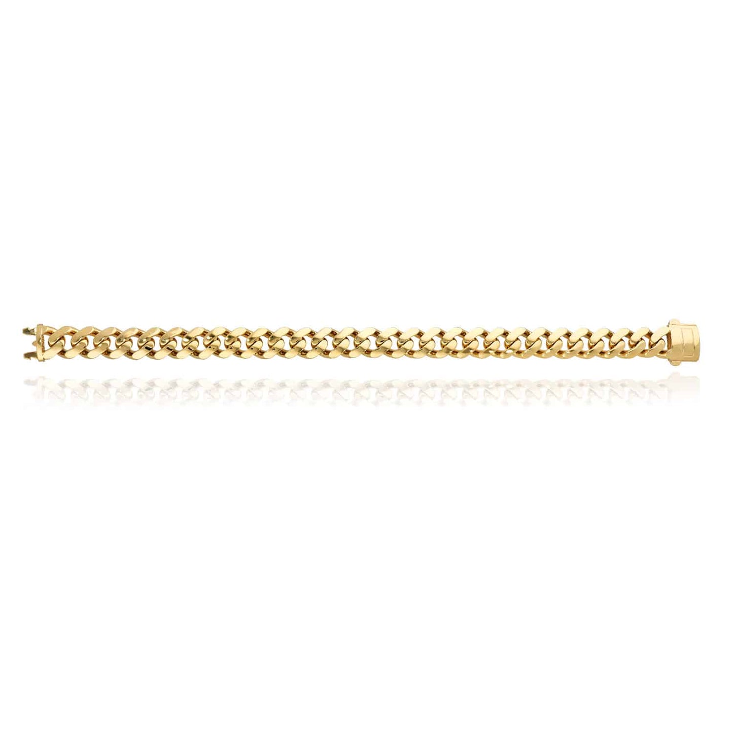 10K Gold 10mm Miami Cuban Bracelet (Hollow) with Fancy Box Clasp 8"