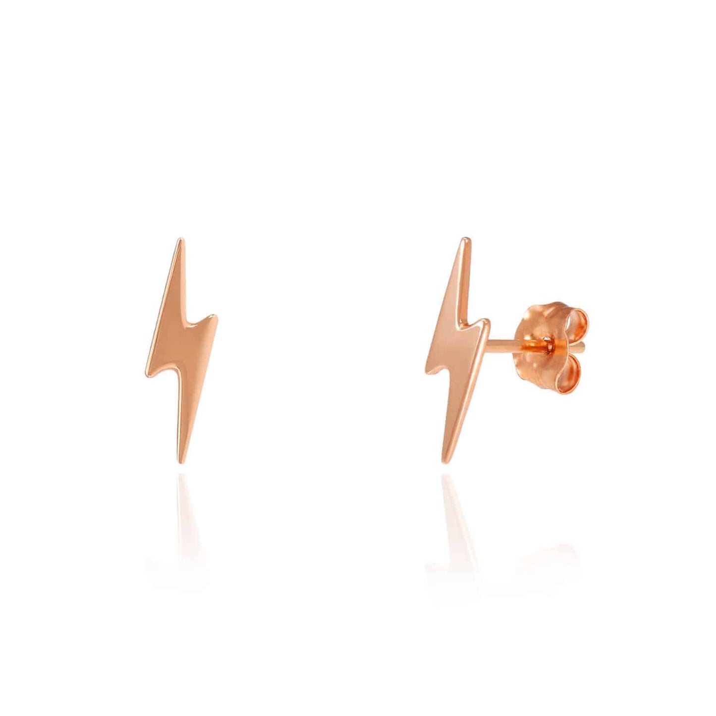 14K Rose Gold Lightning Bolt Stud Earrings 0.3"-0.4"