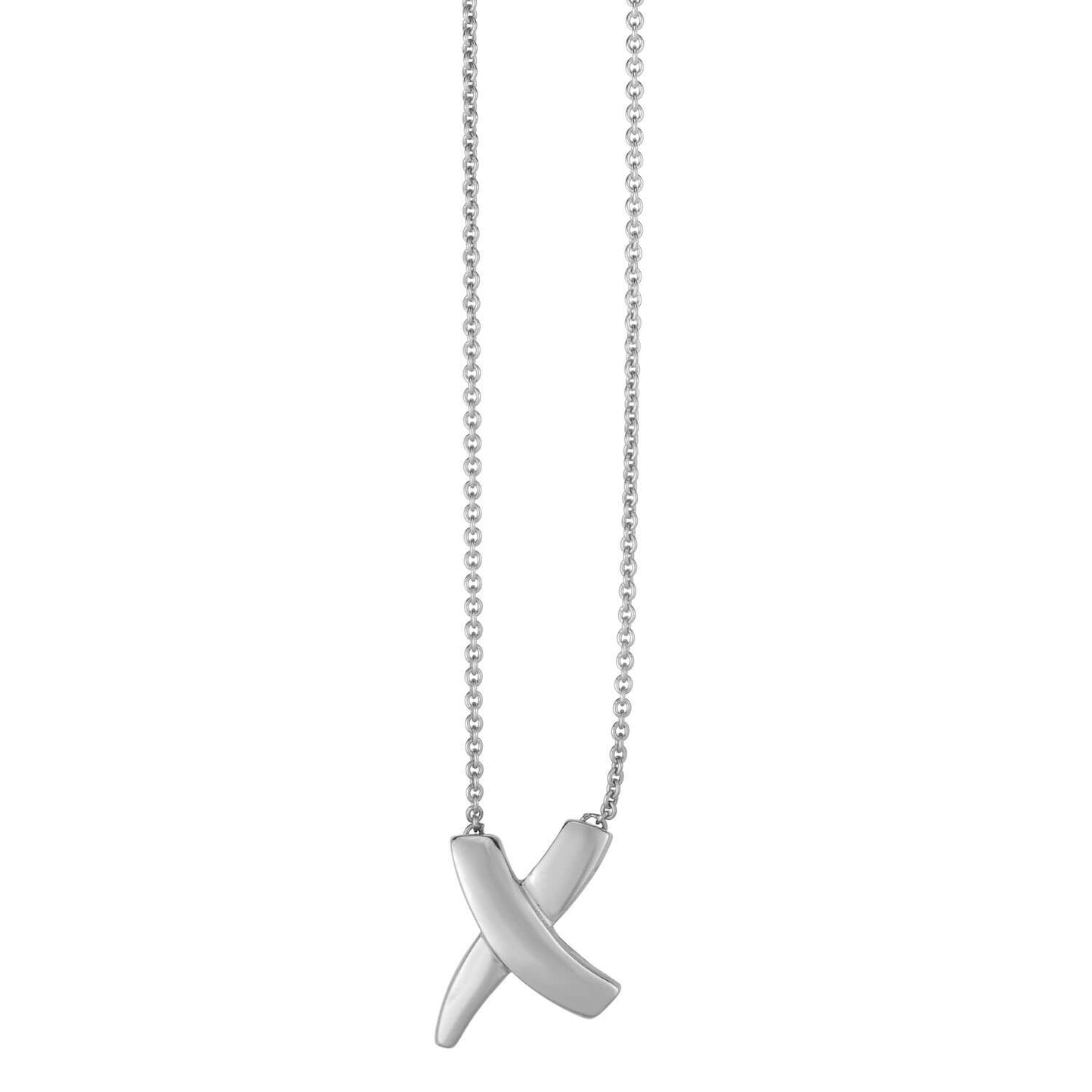 14K Yellow White Gold Sculpture X Charm Pendant 0.51" Necklace 17"