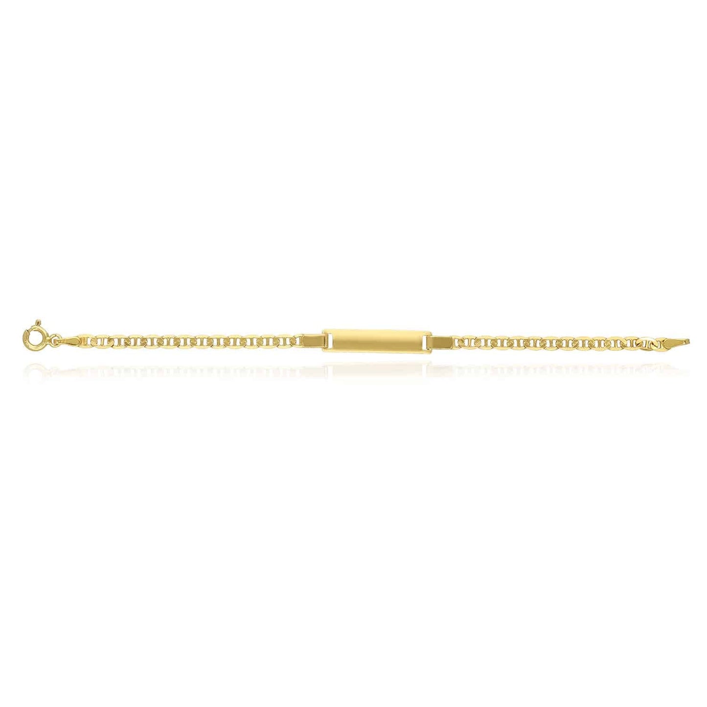 Kids 14K Yellow Gold Over Sterling Silver 3.5mm Anchor Mariner Engravable ID Bar Bracelet (Solid Links) 6"