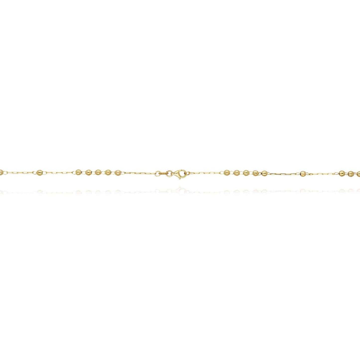 10K Gold 3mm Diamond-Cut Beads Rosary Chain Necklace 18"-20"