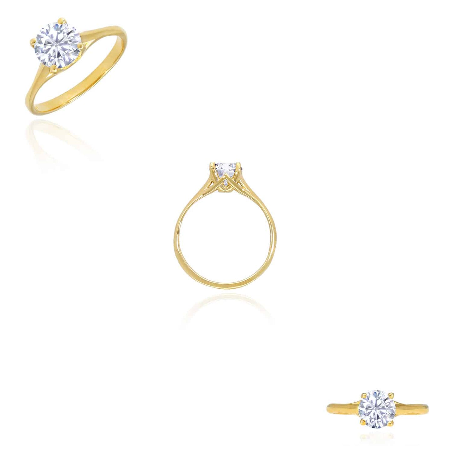 1CT Real Moissanite Solitaire 14K Yellow Gold Engagement Ring
