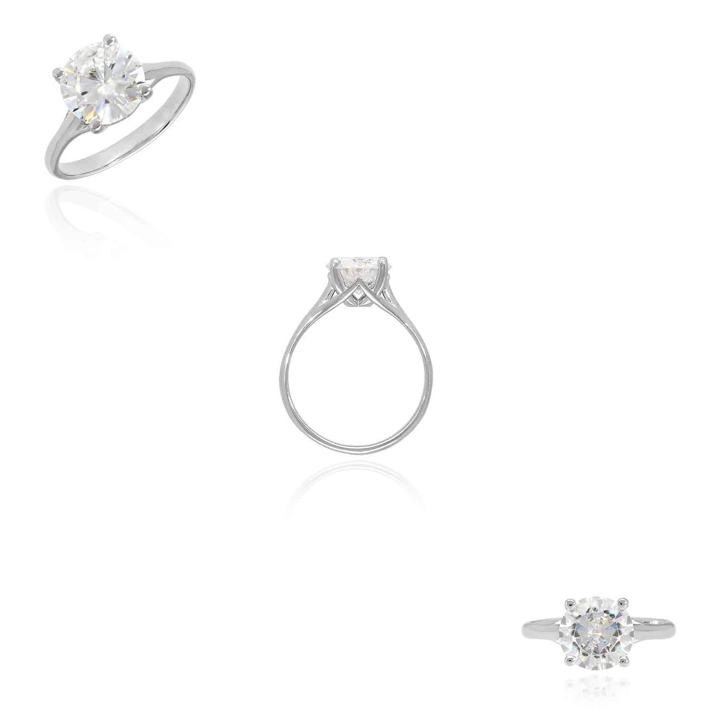 2CT Real Moissanite Solitaire 14K Gold White Engagement Ring