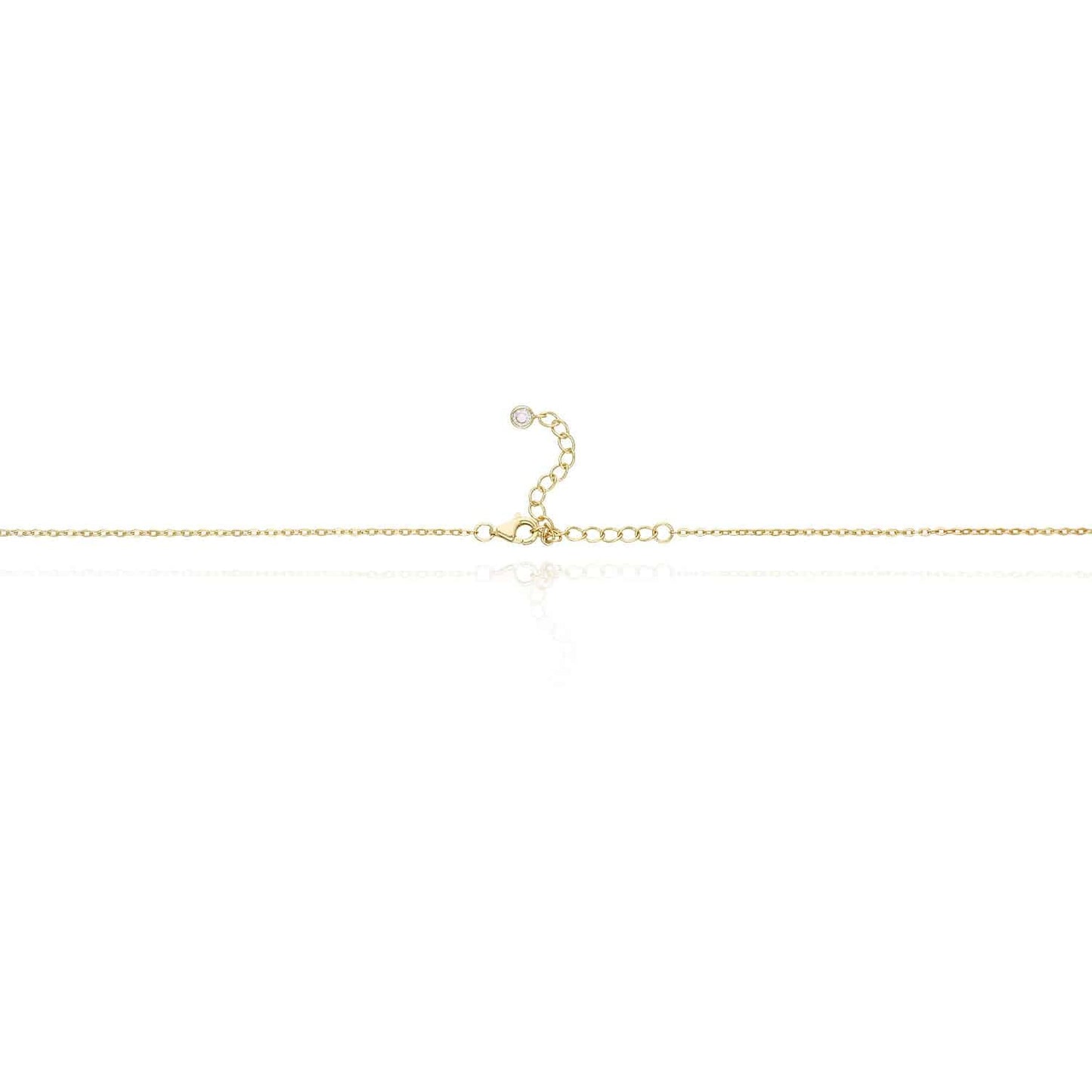 18K Gold Over Silver Hamsa Hand CZ Station Chain Necklace 16"-18" Adjustable