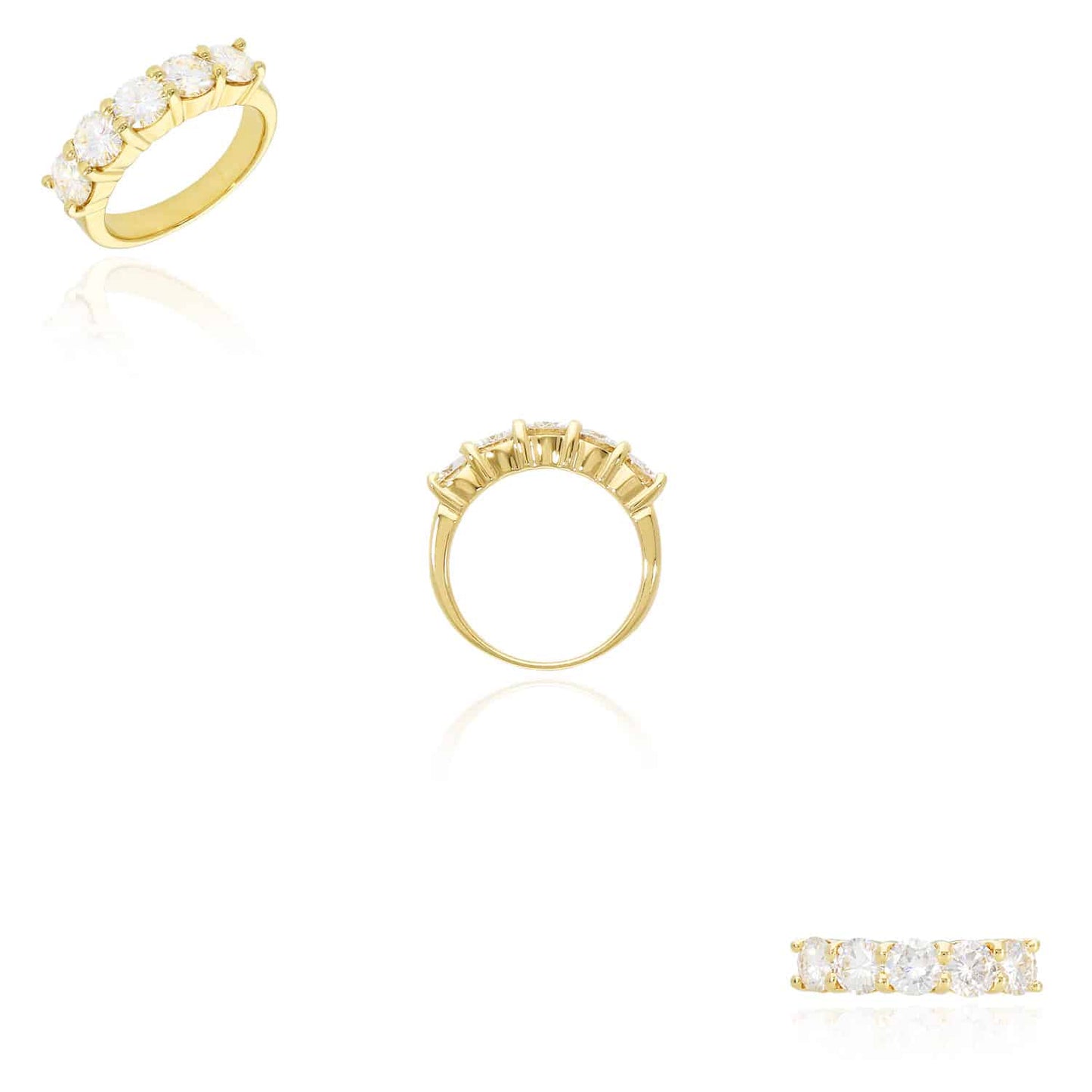 2.5CTW Real Moissanite Five-Stone 14K Gold 5mm Wedding Band