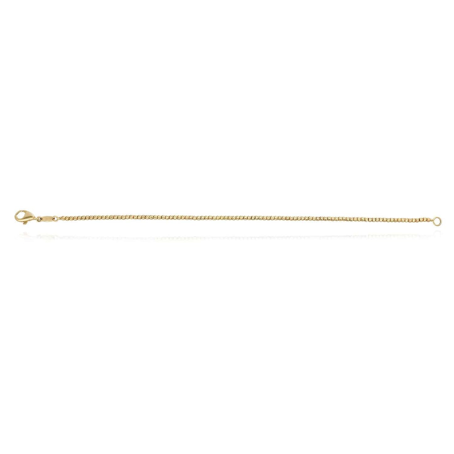 10K Gold 2mm Moon-Cut Ball Beaded Bracelet 7.5"