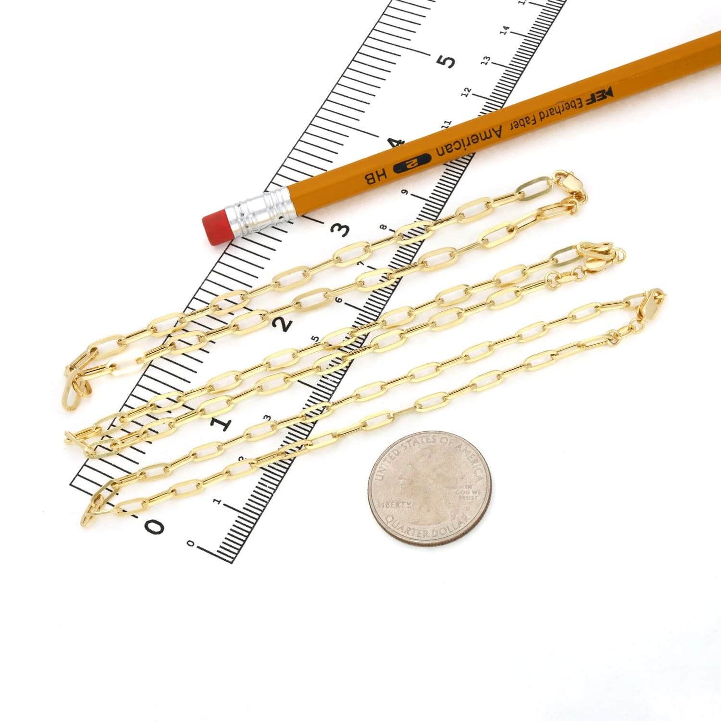 14K Real Gold Paperclip 3mm-4mm Anklet Bracelet 10"