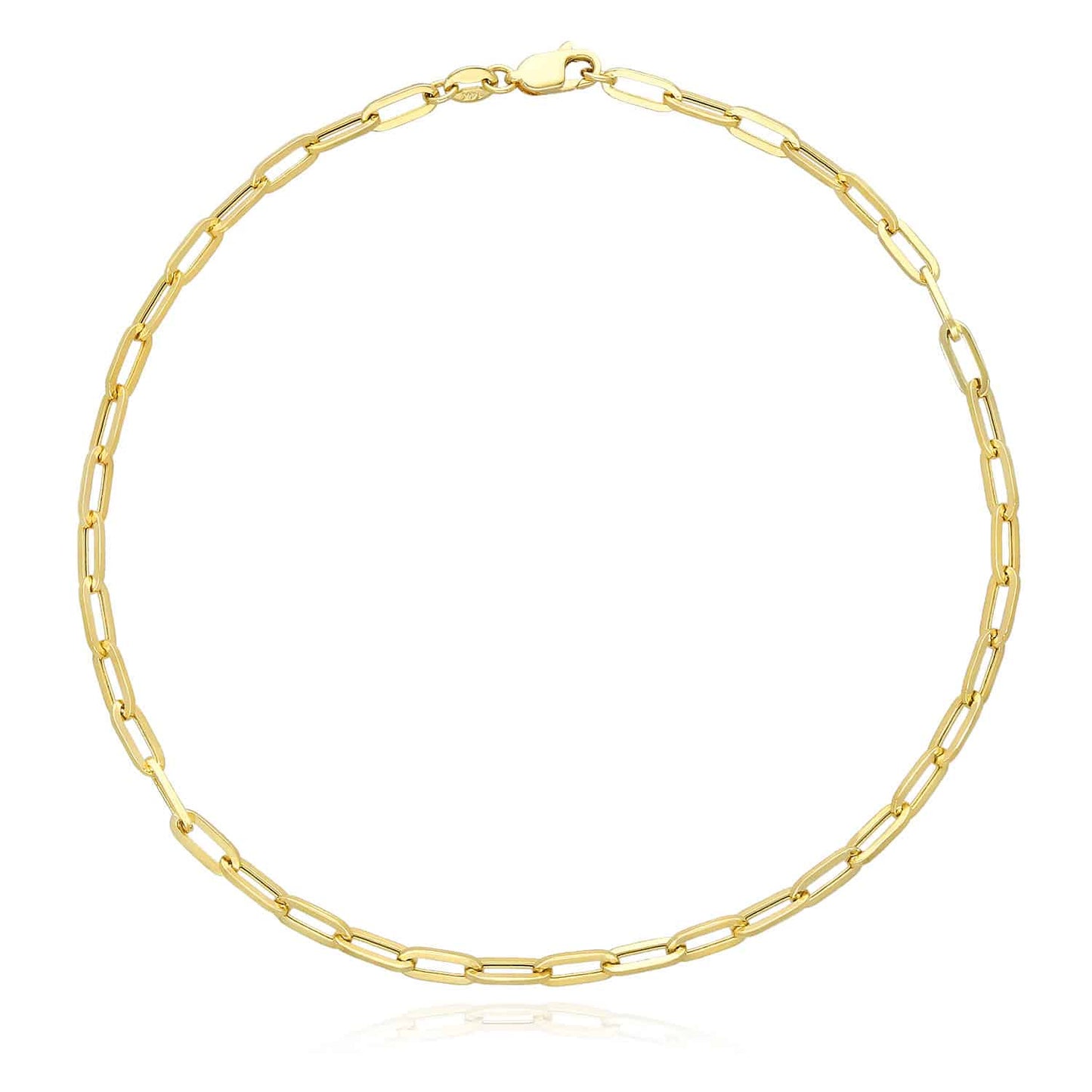 14K Real Gold Paperclip 3mm-4mm Anklet Bracelet 10"