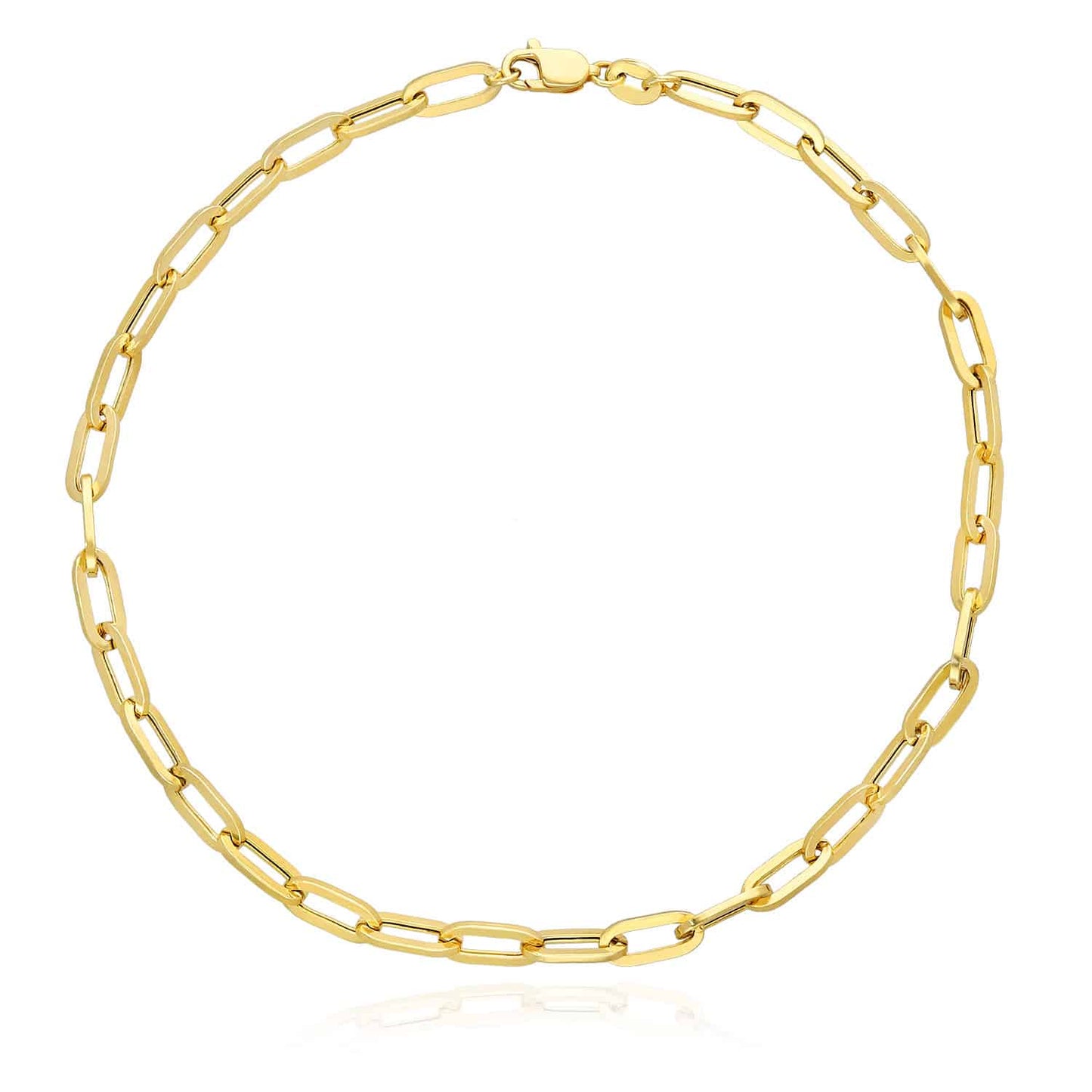 14K Real Gold Paperclip 3mm-4mm Anklet Bracelet 10"