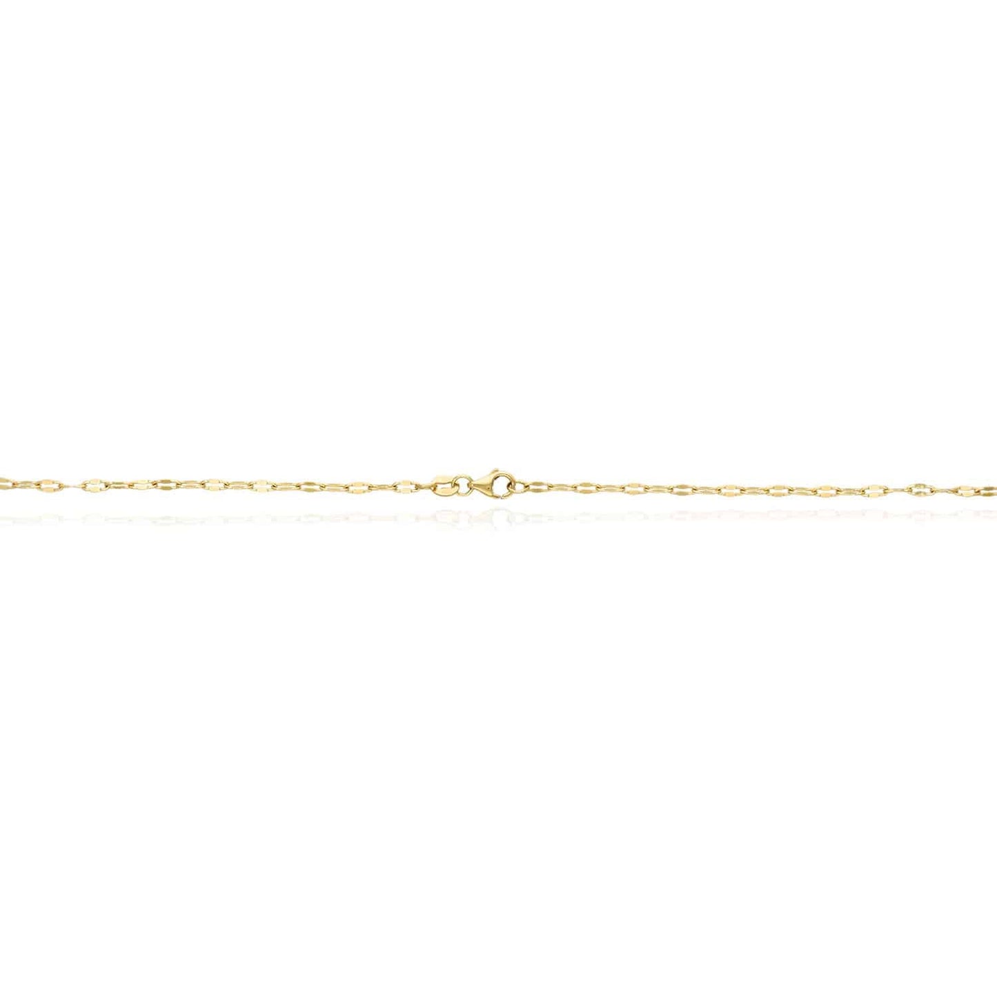 14K Gold 2mm Italian Oval Mirror Chain Necklace 16"-18"