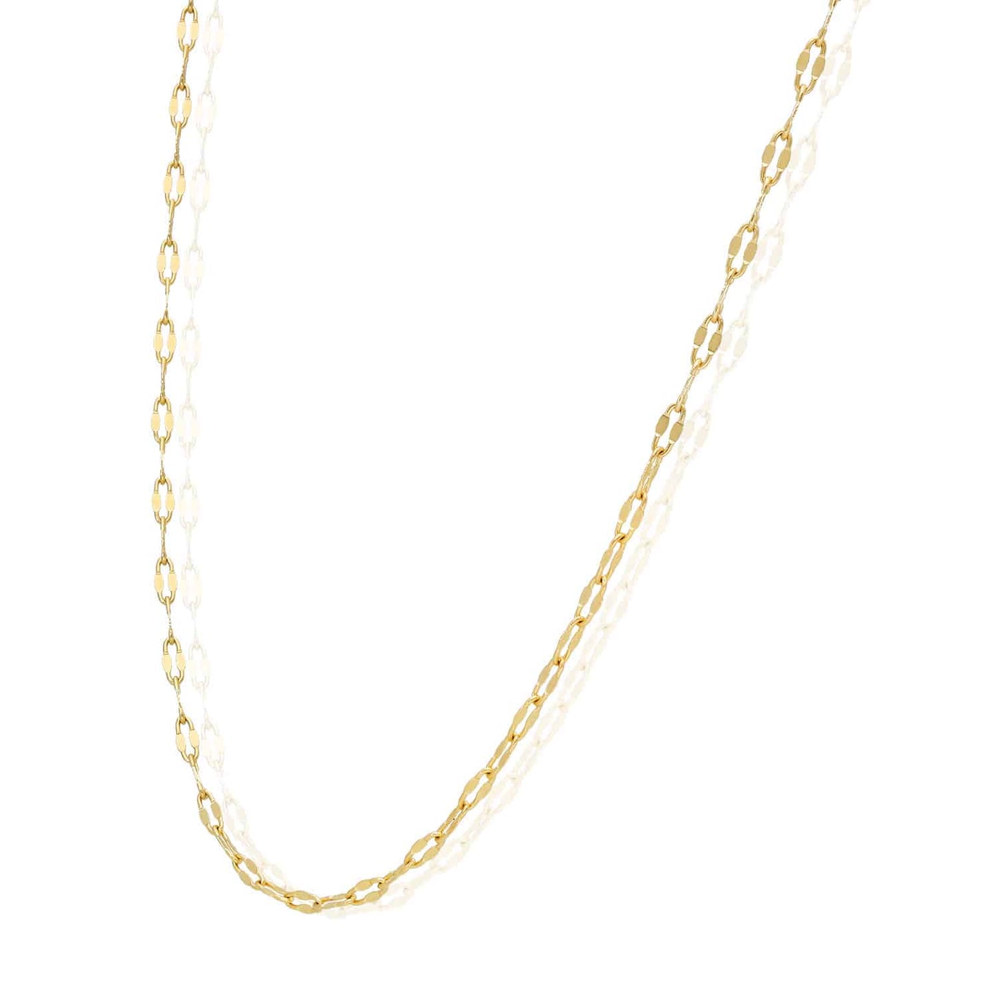 14K Gold 2mm Italian Oval Mirror Chain Necklace 16"-18"