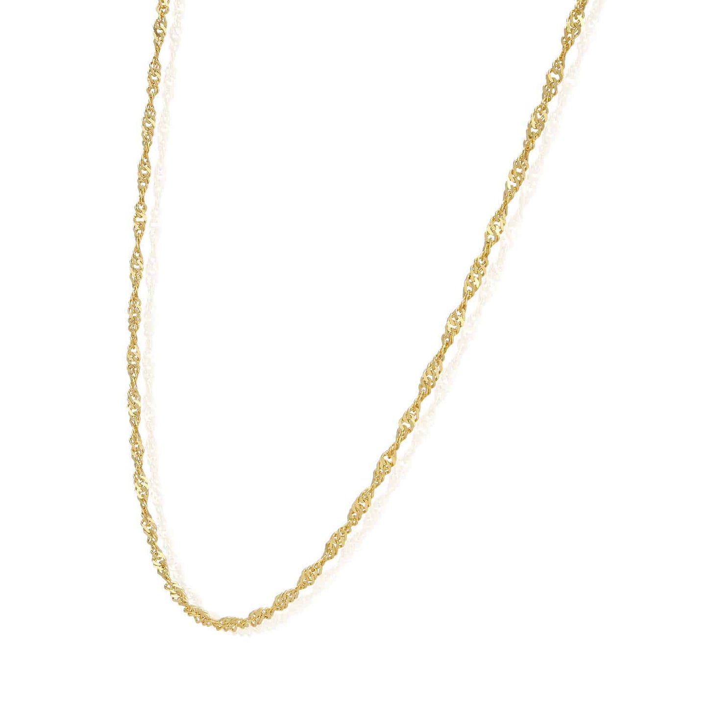 Solid 14K Gold 2mm Singapore Chain Necklace 16"-24"