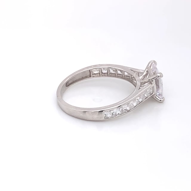 14K Gold White Princess-Cut CZ Engagement Ring Wedding Bridal Set