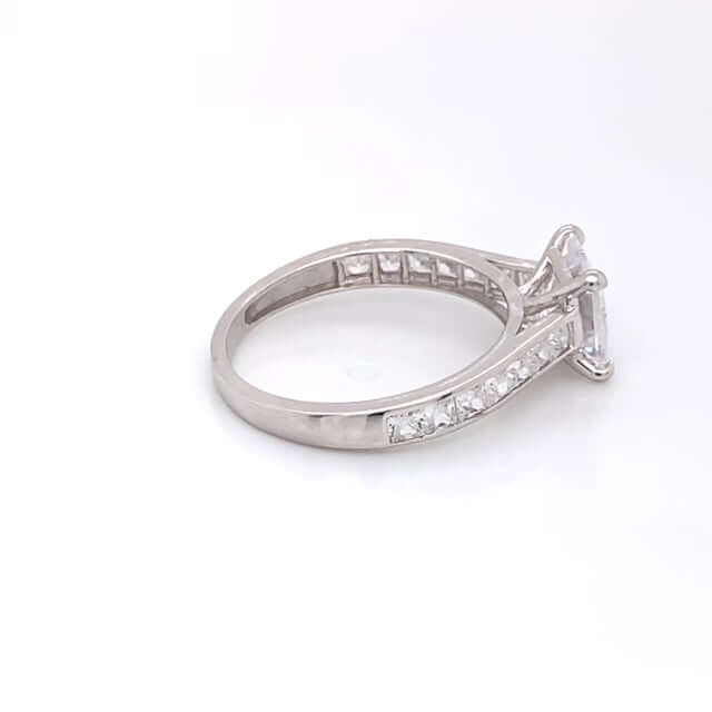 14K Gold White Princess-Cut CZ Engagement Ring Wedding Bridal Set