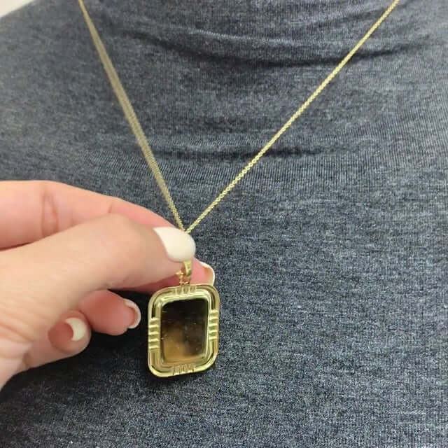 Yellow Gold Over Silver Rectangle Our Lady Of Guadalupe Medallion Pendant 1.5"