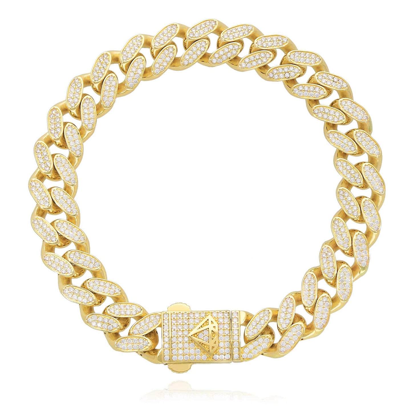 14K Gold CZ Pave 11mm Hollow Miami Cuban Bracelet 8.25"