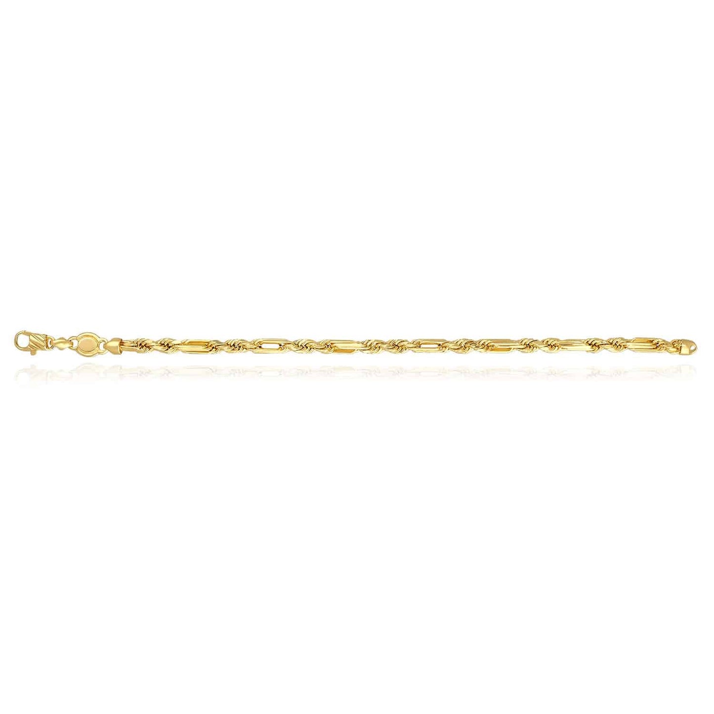 Solid 14K Gold Yellow 4.5mm Milano Figaro Rope Bracelet 8.5"