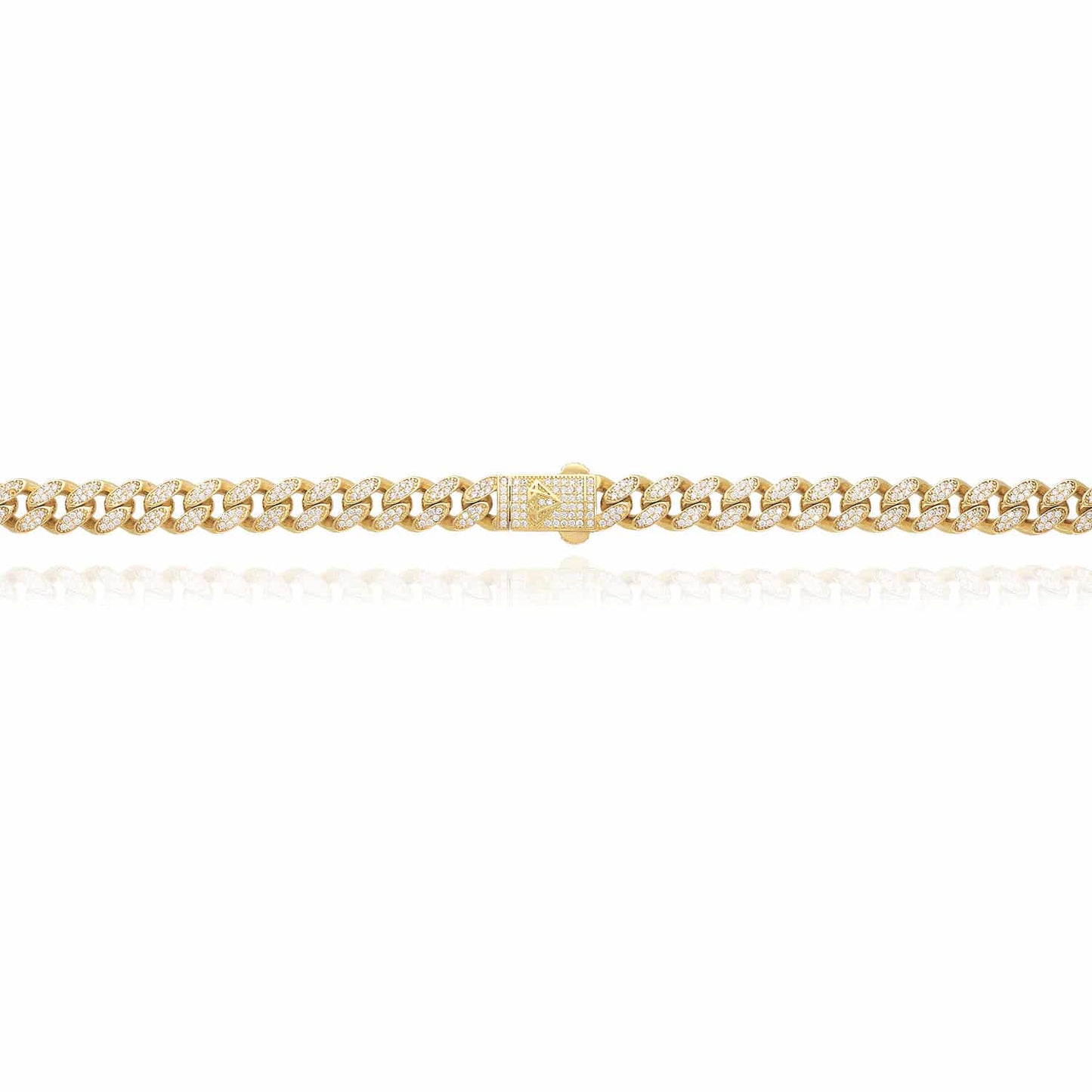 14K Gold CZ Pave 9mm Miami Chain (Hollow) 18.5"-20.5"