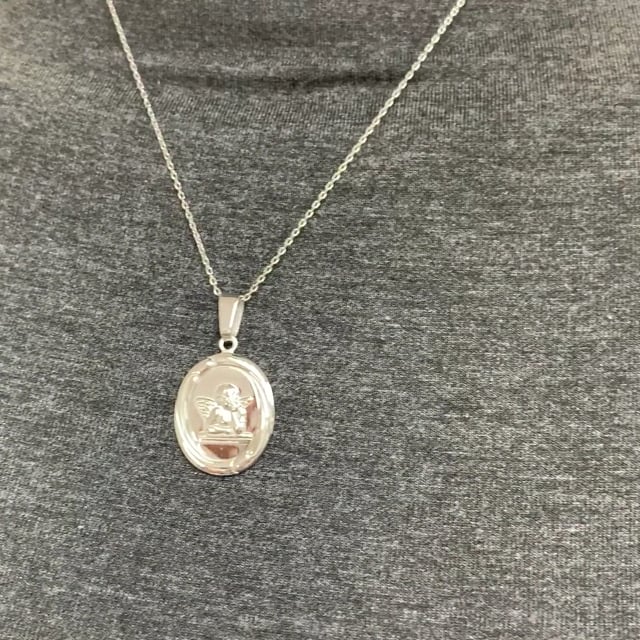Gold Over Sterling Silver Guardian Angel Medal Prayer Pendant