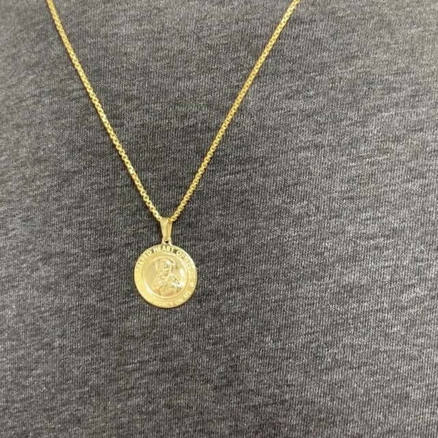 Yellow Gold Over Sterling Silver Sacred Heart Of Jesus Medal Religious Pendant