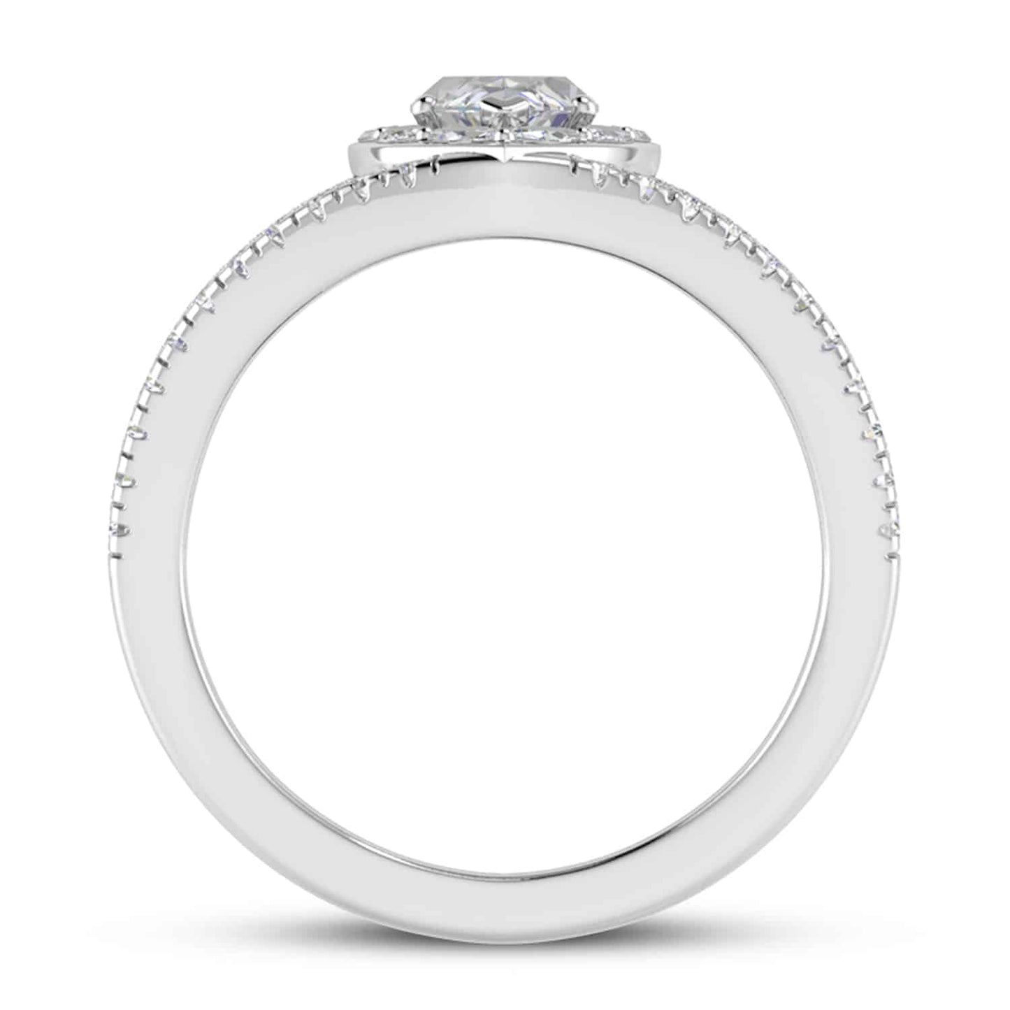 1.7CTW Natural Diamond Marquise Moissanite Split Halo 18K Gold White Bridal Ring