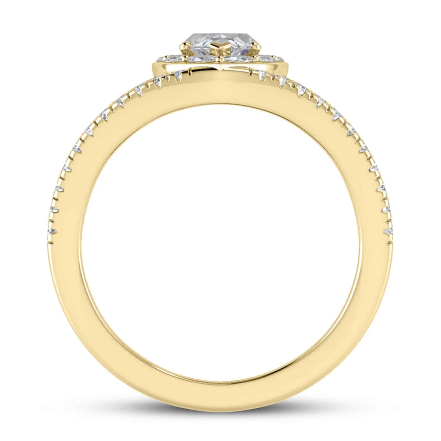 1.7CTW Natural Diamond Marquise Moissanite Split Shank Halo 14K Gold Bridal Ring