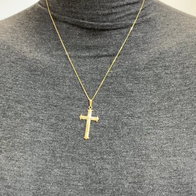 Yellow Gold Tone Over 925 Sterling Silver Religious Cross Pendant