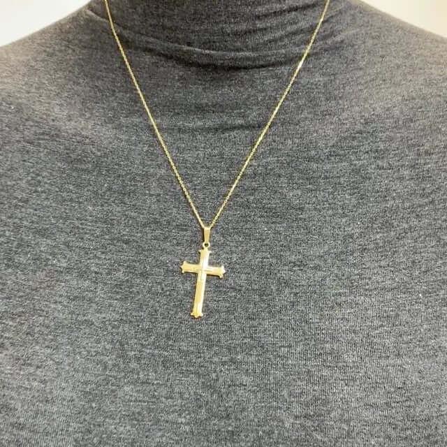 Yellow Gold Tone Over 925 Sterling Silver Religious Cross Pendant