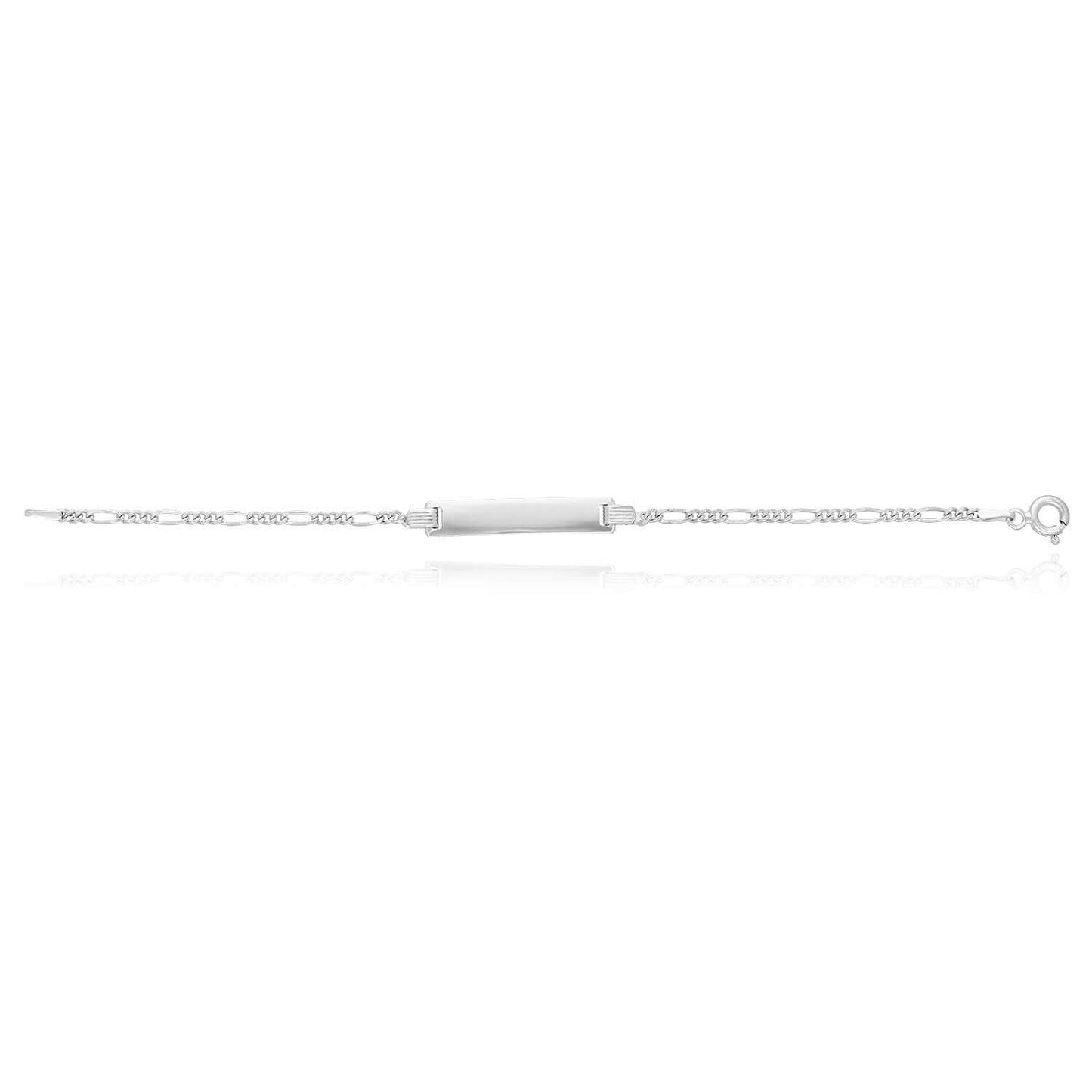 Kid's Solid 14K Yellow White Gold Over Sterling Silver Figaro ID Bar Bracelet 6"