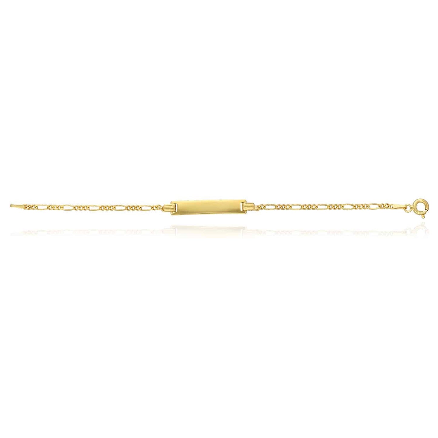Kid's Solid 14K Yellow White Gold Over Sterling Silver Figaro ID Bar Bracelet 6"