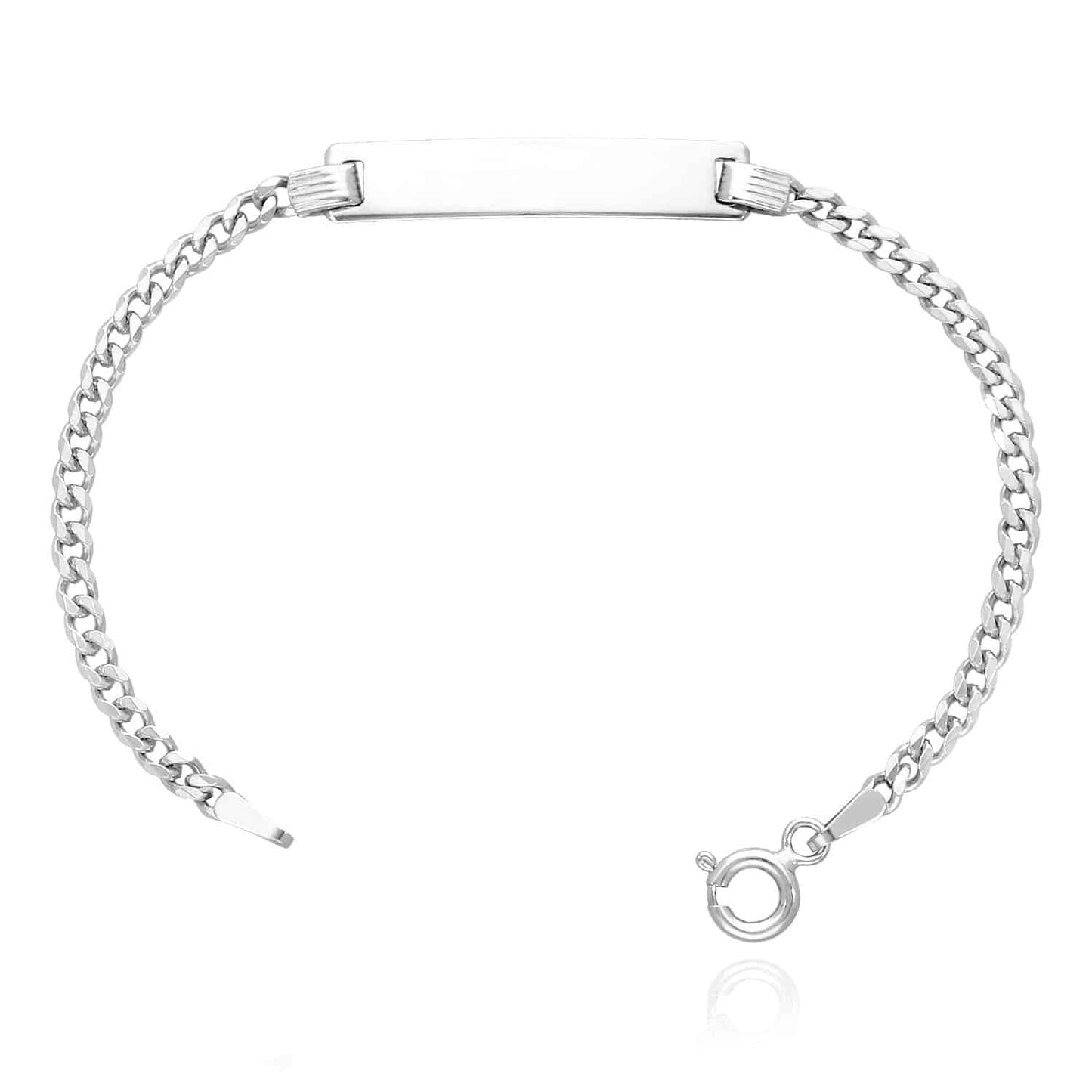Kid's Solid 14K Gold Over Silver 2.7mm Miami Personalized ID Bar Bracelet 6"