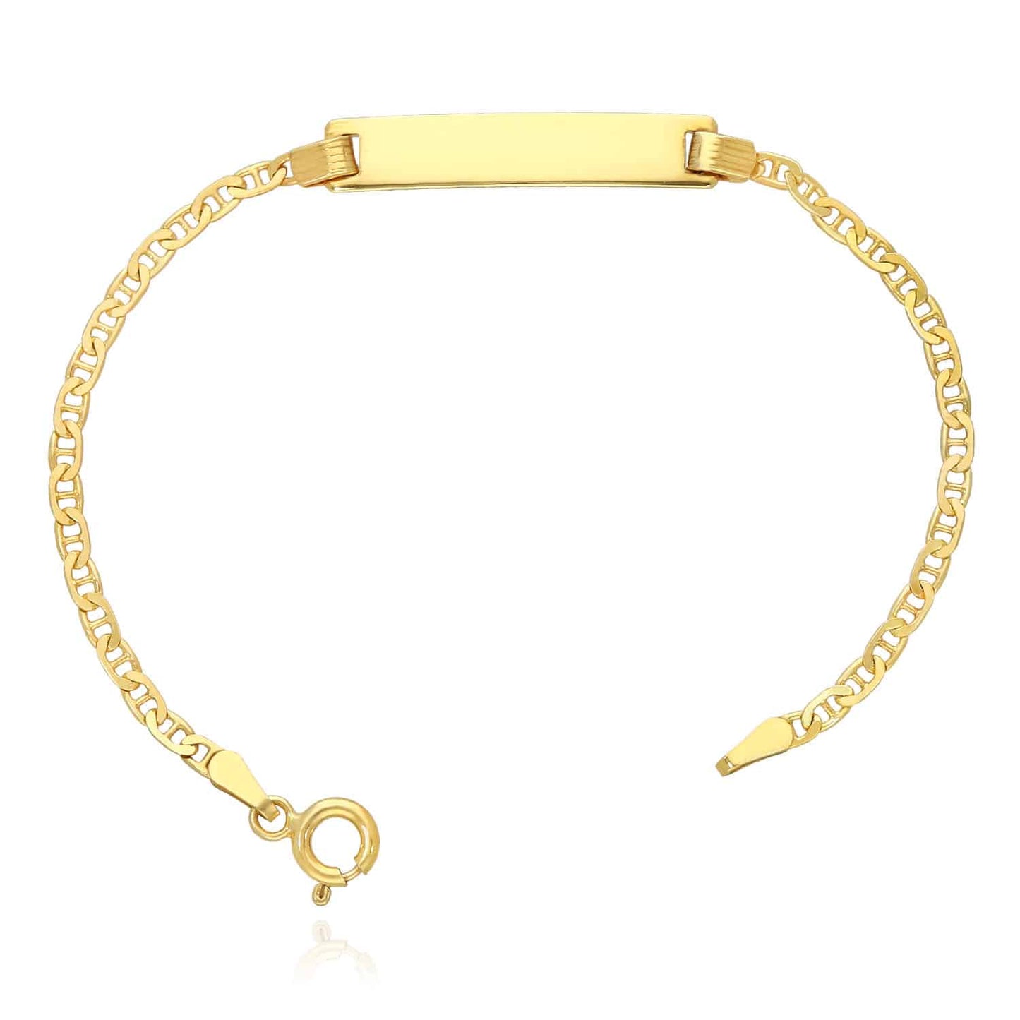 Kid's 14K Yellow White Gold Over Silver 2.5mm Anchor Mariner ID Bar Bracelet 6"