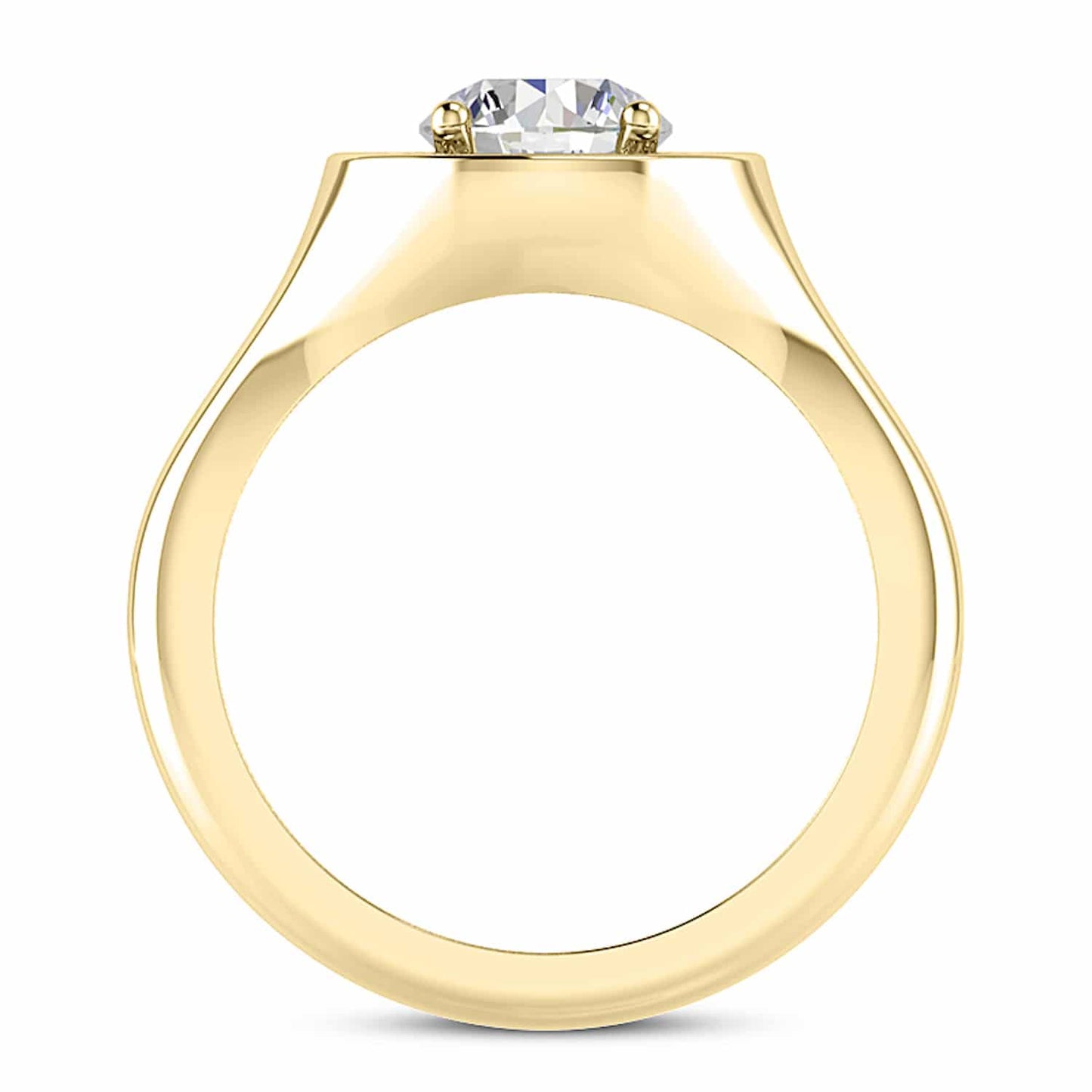1.80CTW Natural Diamond & Moissanite Bezel Round 14K Gold Halo Engagement Ring