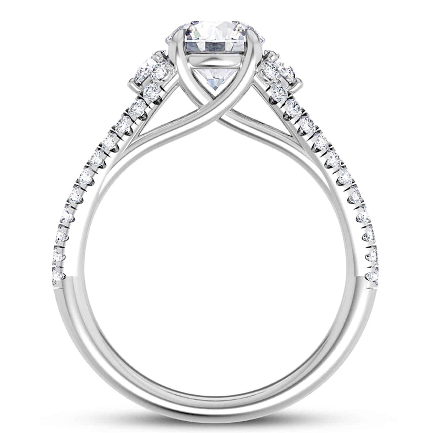 1.65CTW Natural Diamond & Moissanite Split Shank 18K Gold White Engagement Ring