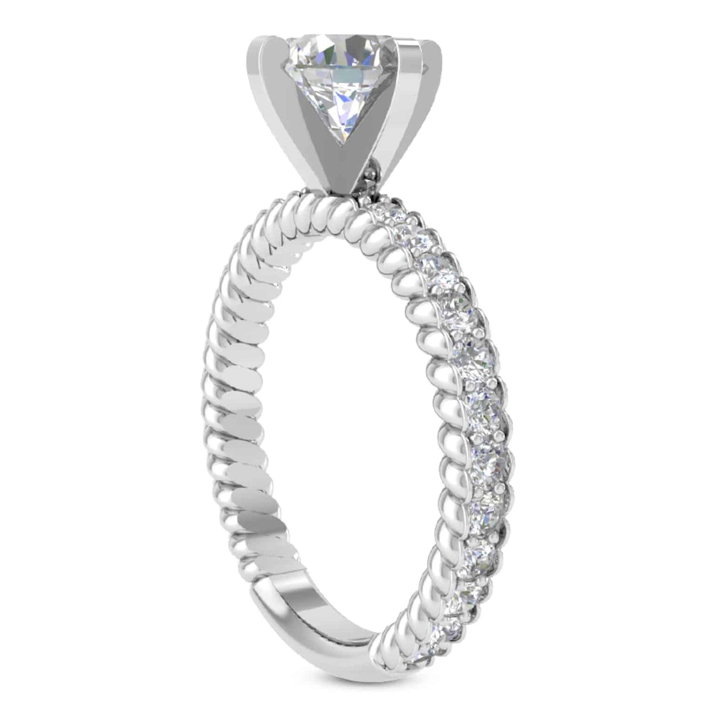 1.90CTW Natural Diamond Moissanite Twisted Rope 18K Gold White Bridal Ring Set