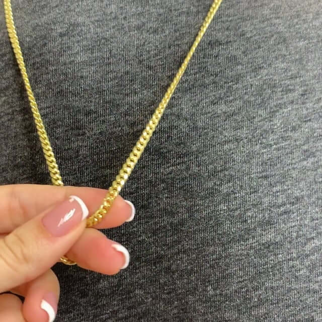 14K Yellow Gold 3.7mm Hollow Miami Cuban Chain Necklace 18"-26"
