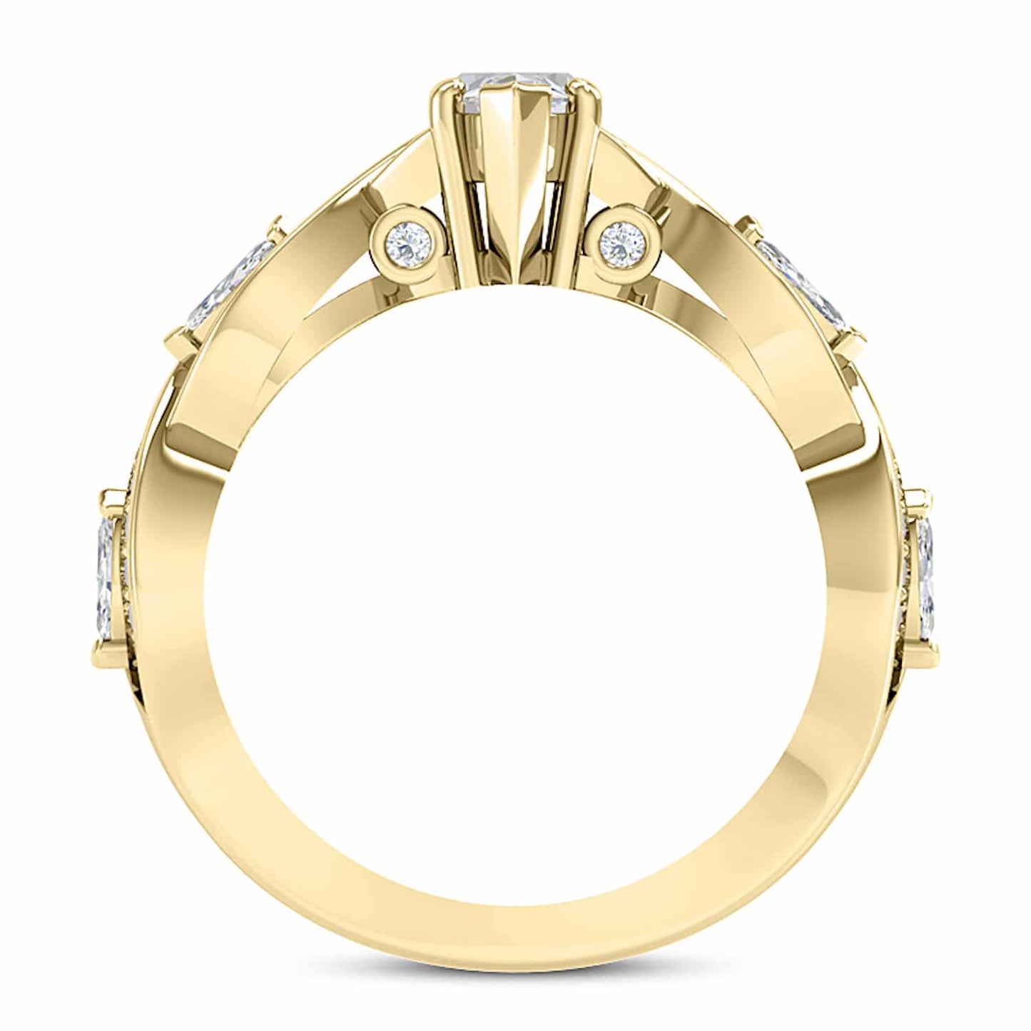 1.75CTW Real Diamond Marquise Moissanite Twisted 18K Gold Engagement Ring