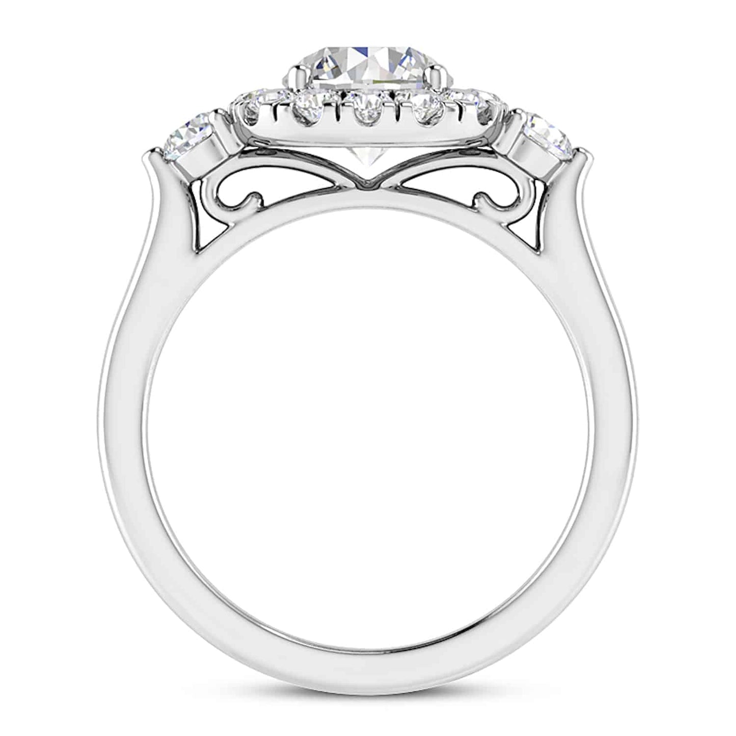 2.10CTW Real Diamond & Moissanite Halo Engagement 18K Gold White Ring