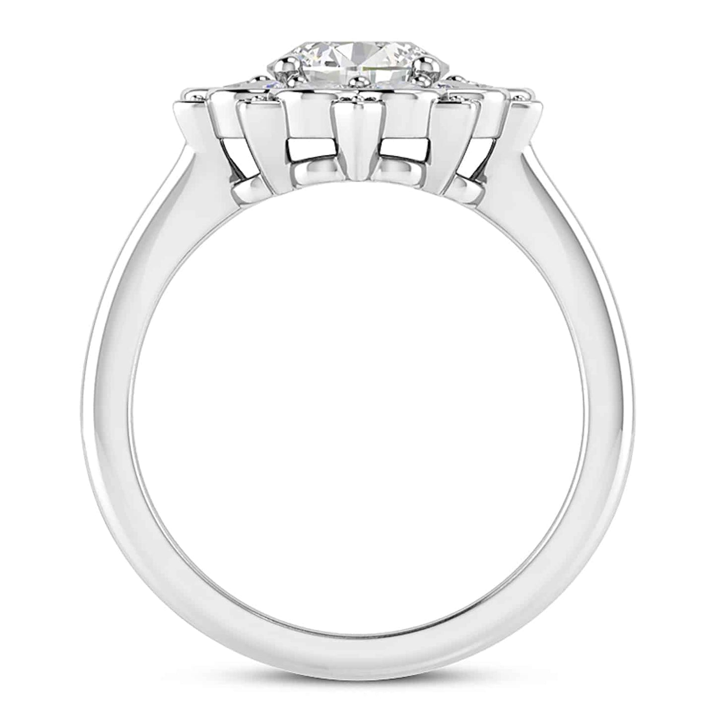 2.15CTW Real Diamond & Moissanite Floral Halo 18K Gold White Engagement Ring