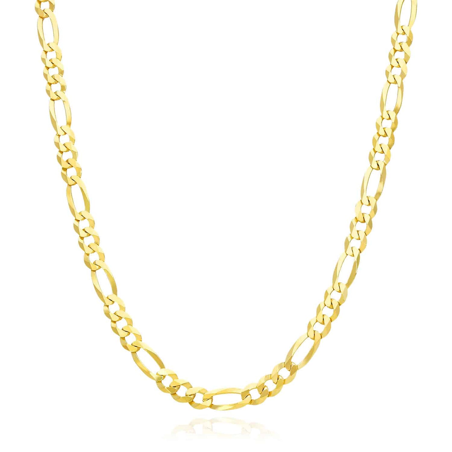 Solid 18K Gold Over Silver 5mm Figaro Chain Necklace 18"-24"