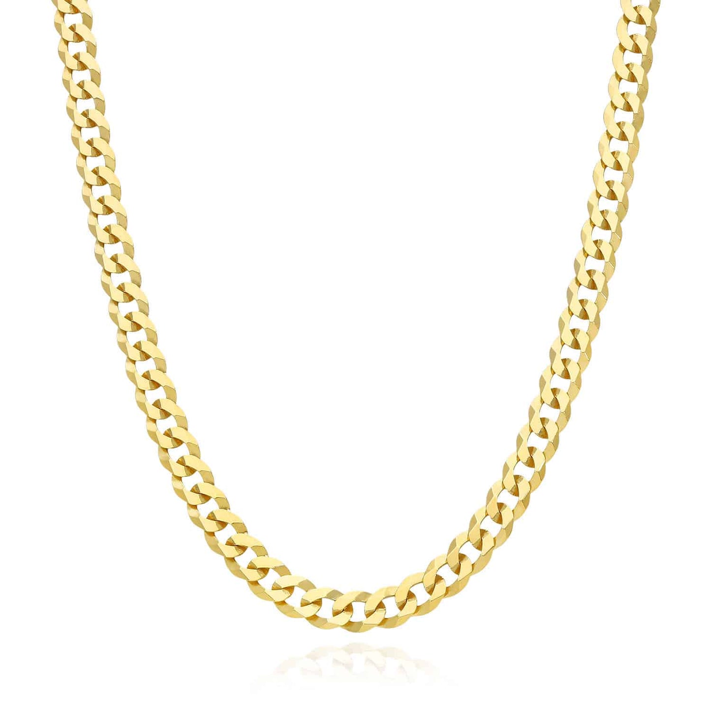Solid 18K Gold Over Sterling Silver 6.5mm Cuban-Curb Chain Necklace 18"-24"