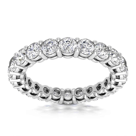 2CTW Lab-Grown Diamond Round 2.7mm Eternity 18K Gold White Stackable Band