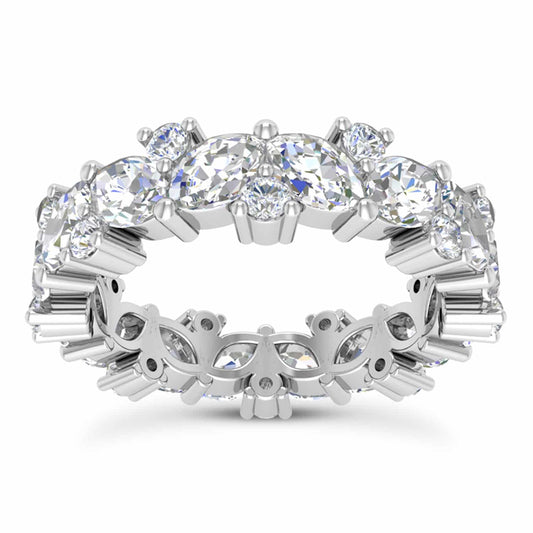 3.10CTW Lab-Grown Diamond Marquise Round 18K Gold White Wedding Eternity Ring