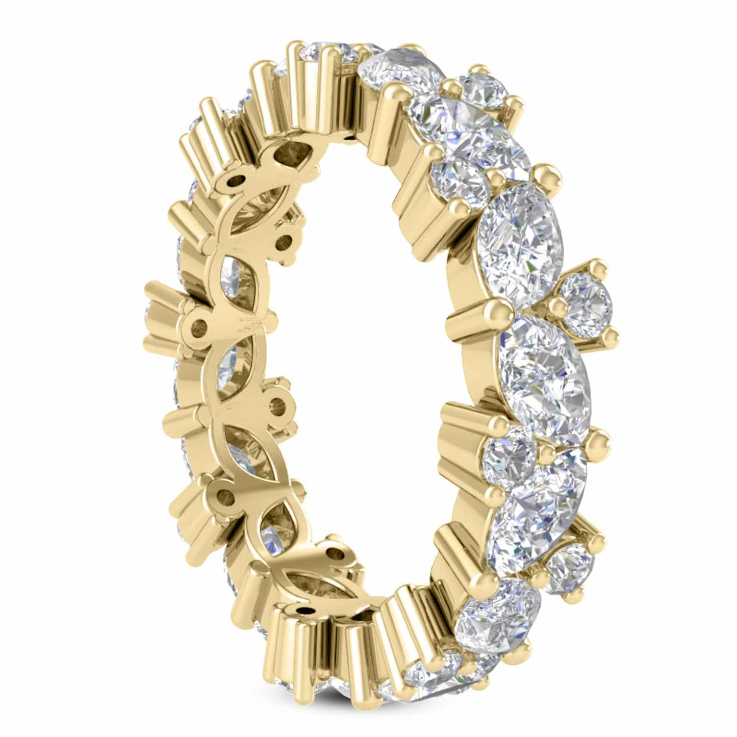 3.10CTW Lab-Grown Diamond Marquise Round 2.7mm Eternity 18K Gold Wedding Band