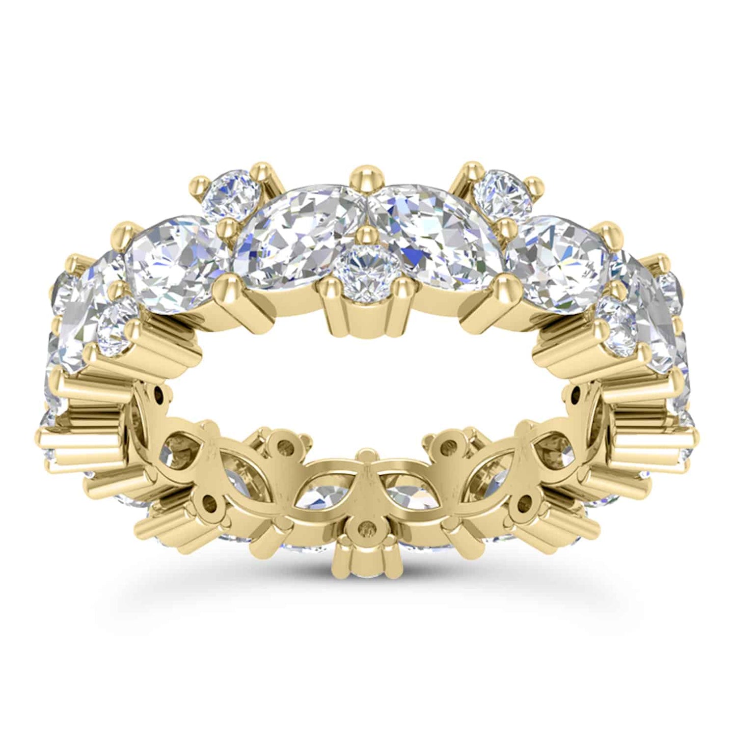 3.10CTW Lab-Grown Diamond Marquise Round 2.7mm Eternity 18K Gold Wedding Band